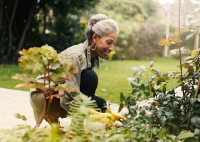 Senior woman gardening outdoors
